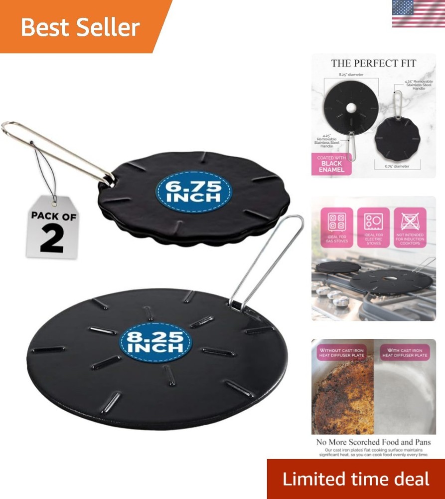 Durable Cast Iron Heat Diffuser Set – Perfect Simmer Plate for Sauces & Soups