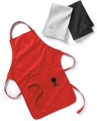 Weber Grilling 6477 Red Barbecue Apron with Black and White Towel Set ******