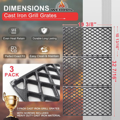 Cast Iron Grill Grates for Pit Boss Pro 1000 Series, Sear Grates Replacement for