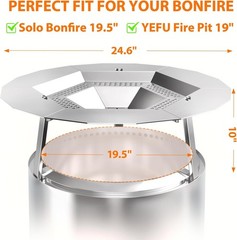 Heat Deflector for Solo Stove Bonfire 19.5″, 304 Stainless Steel Portable Heat D