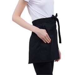 Practical Black Chef Apron with Adjustable Ties for Restaurant and Home Use