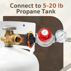 GASPRO Adjustable Propane Regulator with Gauge, 0-30 PSI, 5FT Stainless Braided