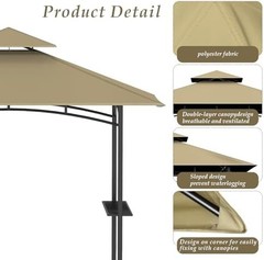 Grill Gazebo Replacement Top, 5 * 8 Outdoor BBQ Top Cover, Double Layer BBQ Gaze