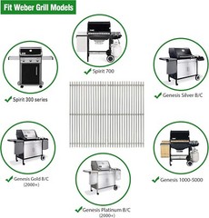 17.5″ Stainless Steel 7639 Gas Grill Grates for Weber Spirit 300 Series, Spir…
