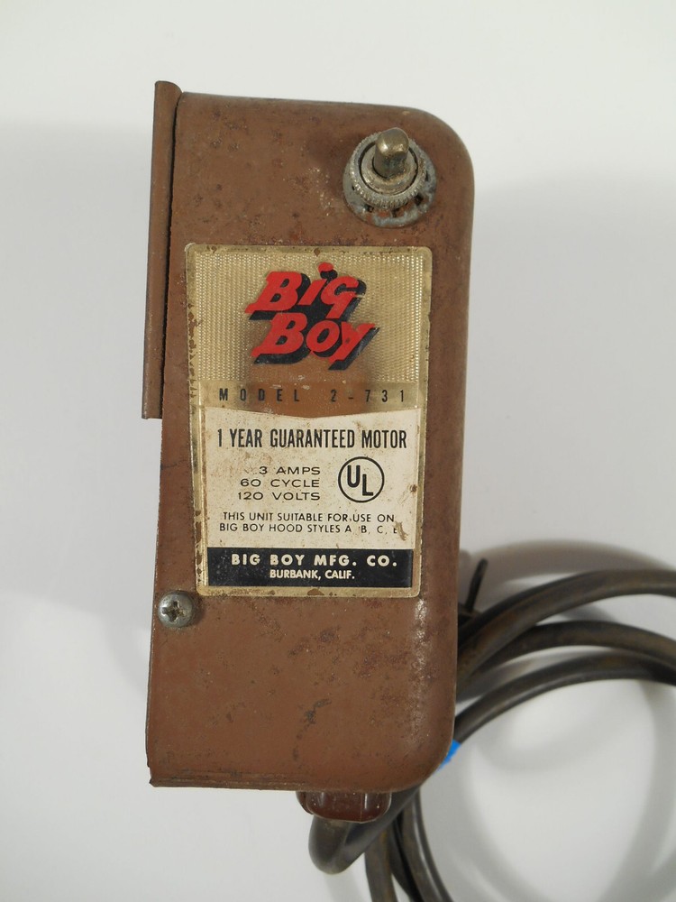Vintage Big Boy Model 2-731 Rotisserie Motor Hood Styles A,B, C, E Working