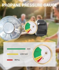 6Ft Propane Regulator with Braided Hose & Tank Gauge, Universal Replacement 3/8″