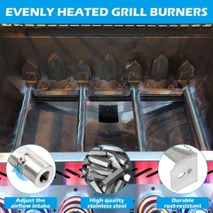LS’BABQ Stainless Steel 7 Pack Heat Plates and 4 Pack Grill Burner Tubes Gril…