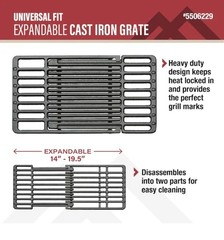 Master Forge 19.5-in x 7.75-in Rectangle Cast iron Grilling grate Expandable NEW