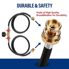 5FT Propane Hose w/ QCC1 / Type1 Fitting 2 Way Y Splitter Hose,Shut Off Valve US