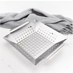 Square Stainless Steel Grilling Basket 26.5 x 22 x 20.5 cm for Grill Cooking