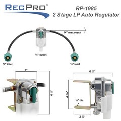RecPro RV Propane Gas Regulator 2-Stage Auto Changeover 250 PSI