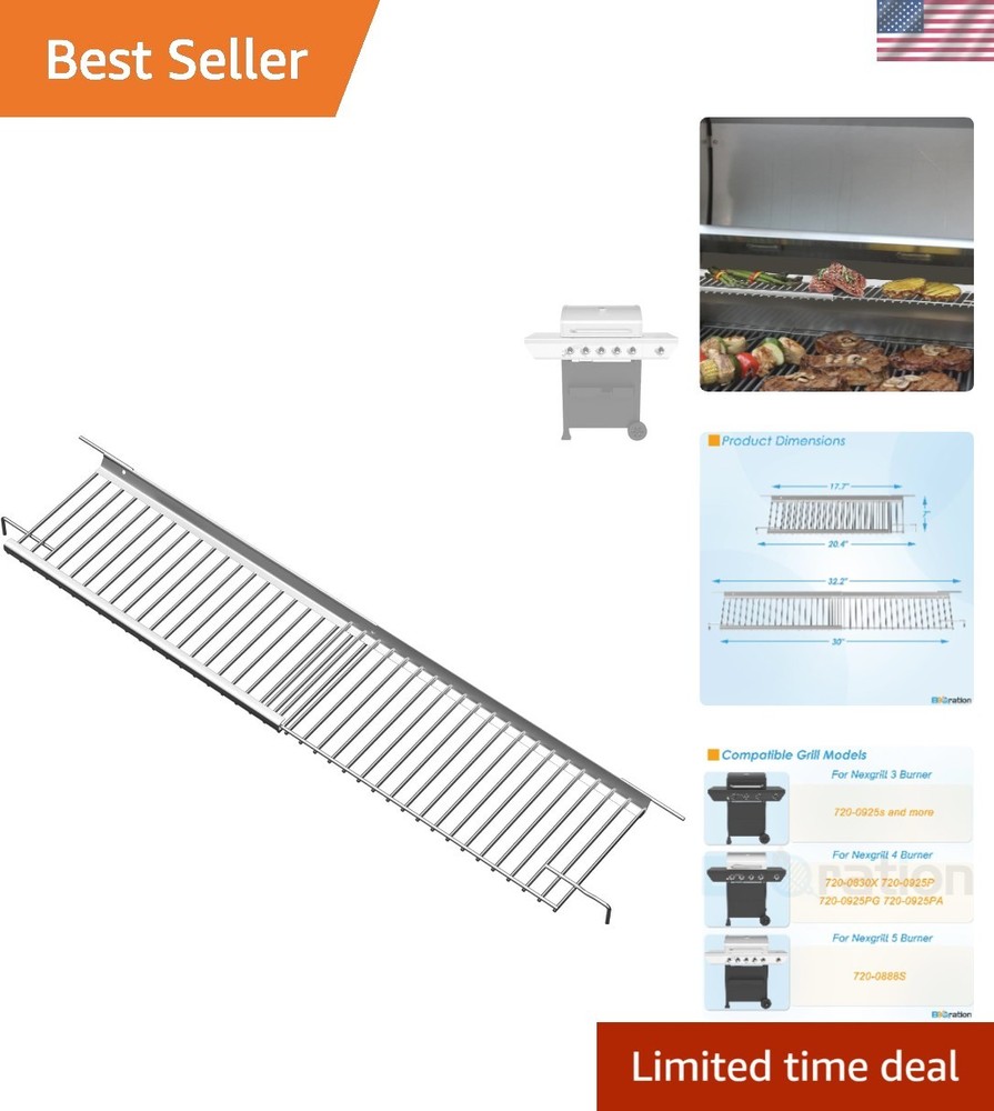 Lightweight Adjustable Grill Top Rack for Nexgrill Models 720-0925P & More