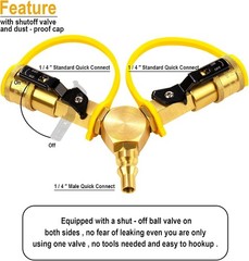 1/4″ RV Propane Quick Connect Y Splitter Adapter w Shutoff Valve for RV Trailer
