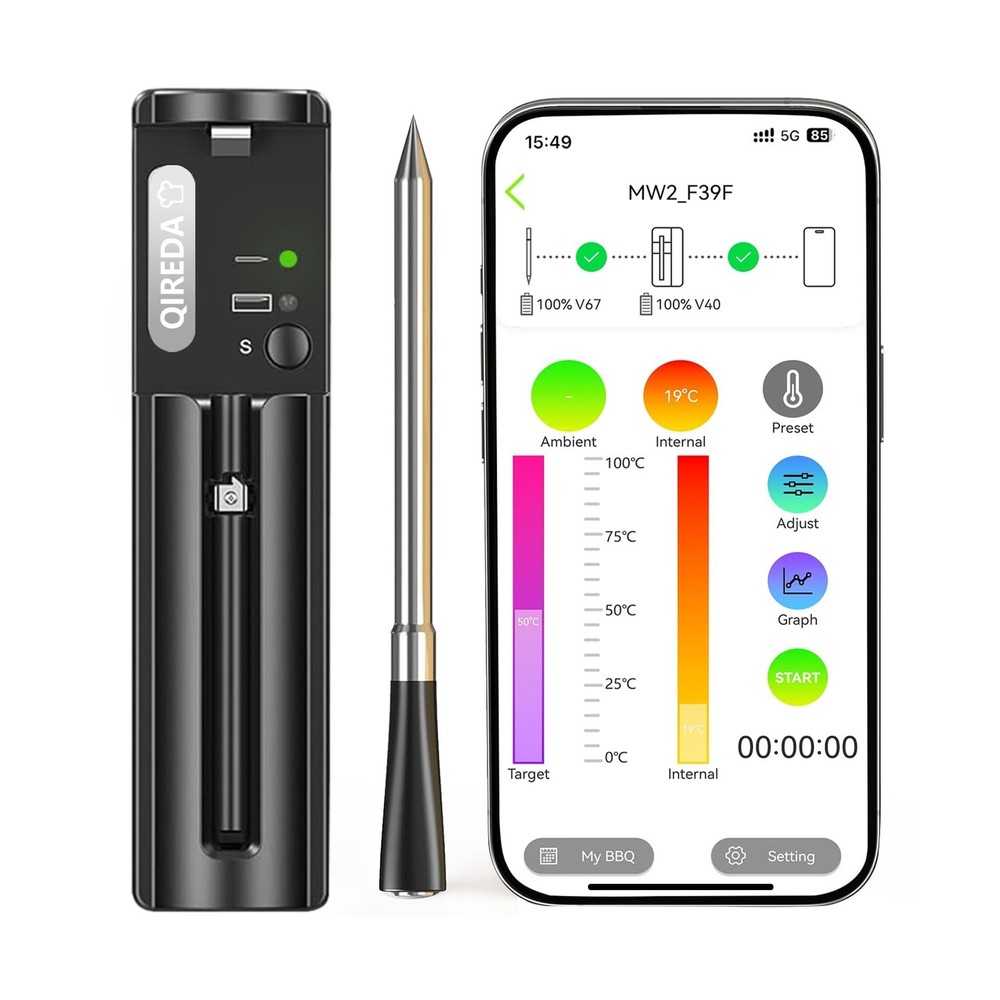 Wireless Meat Thermometer Digital with 800ft Remote Range, Bluetooth 5.3 Wire…
