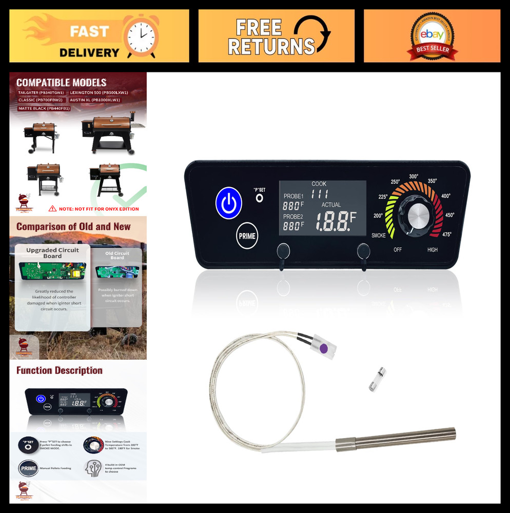 Upgraded Trapezoid Control Panel Replacement for Pit Boss Wood Pellet Grill – Ho