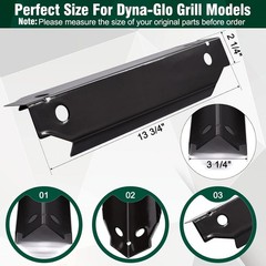 3-Pack Dyna-Glo Grill Heat Plates – Durable Porcelain Steel Shields (13.75×3.25)