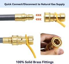 1/2″ ID Natural Gas Conversion Hose Kit 12FT with Quick Connect/Disconnect Fi…