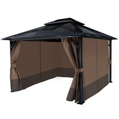 4-Panel 10′ x 12′ Gazebo Replacement Curtains, Patio Privacy Sidewalls with D…