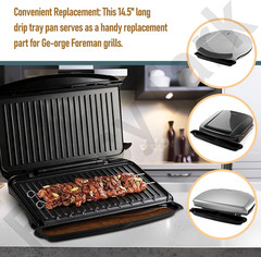 14.5″ Long Grill Oil Grease Catcher Drip Tray Pan for George Foreman Grill Repla