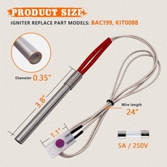 2 Pack Pellet Grill Igniter Replacement for Traeger, Pit Boss, Camp Chef – 200W