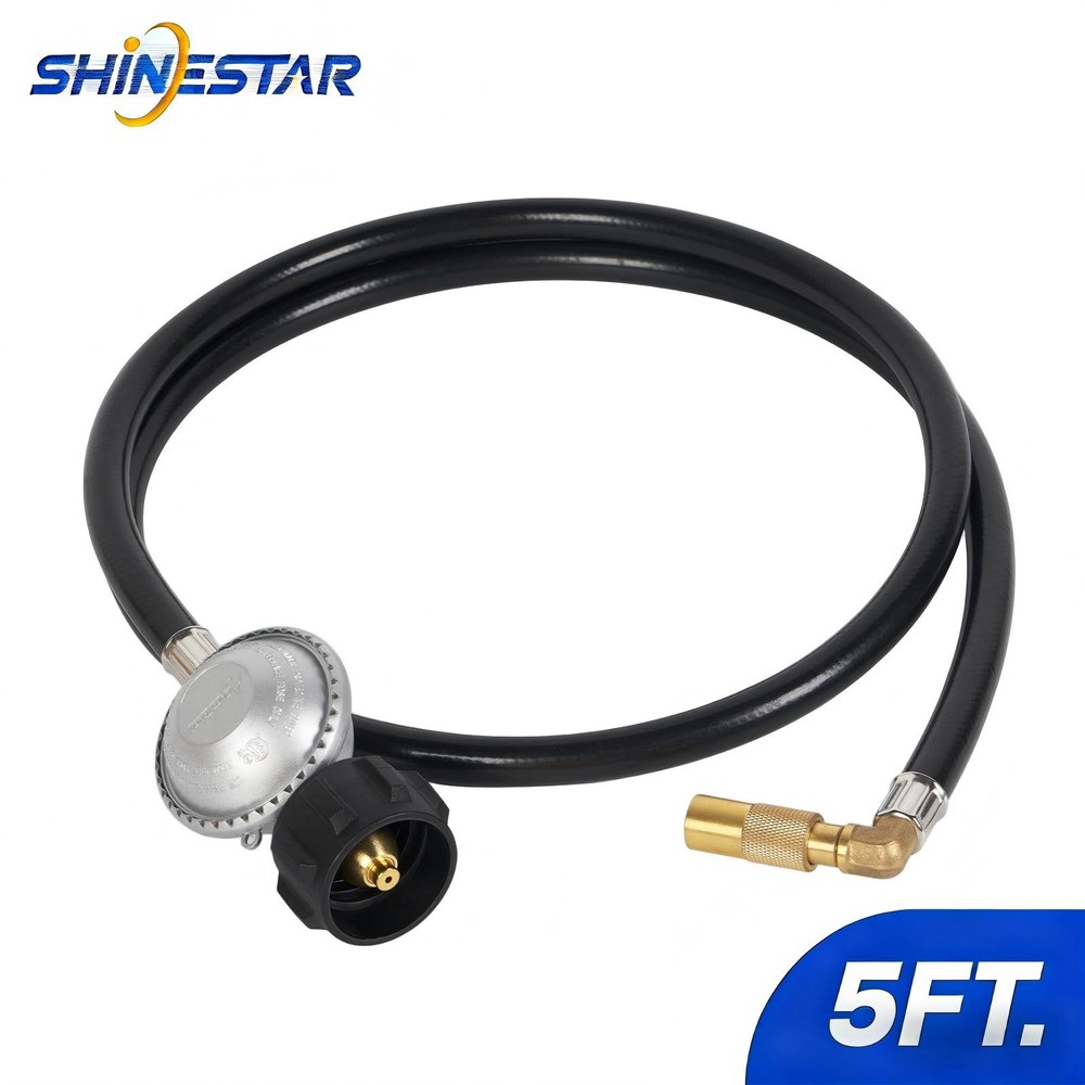 5ft Propane Hose Regulator with 90 Degree Elbow Adapter for Blackstone 17″/22″