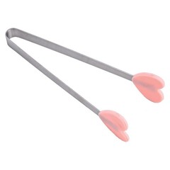 Compact and Practical Heart Shaped Food Tongs with Silicone Tips Pack of 10