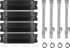 Set of 4 Grill Heat Plates and 4 Burner Tubes with Igniter Electrode Replacement