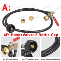 Propane Refill Adapter Hose QCC1 with ON-Off Control Valve for 1Lb To 20Lb Tank