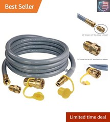 12 Feet 1/2″ ID Natural Gas Hose, Low Pressure LPG Hose with Quick Connect, f…