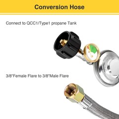 5 FT Propane Regulator Hose Low Pressure with Gauge BBQ Grill for Gas Pit Stove