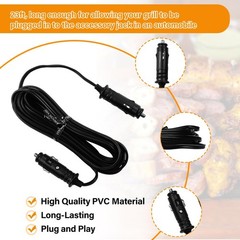12V Power Cord for Pellet Grills – Vehicle Adapter for Jim Bowie, Daniel Boone,