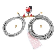 2 Way 0-20 PSI Adjustable Propane Regulator with 8ft Hose/Orifice Fitting Set