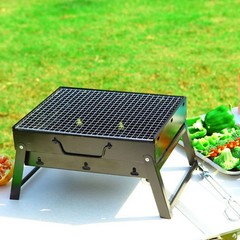 Black Steel Charcoal Grill for Easy Transport and Setup in Outdoor Events