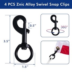 Flagpole Hardware Repair Parts Kit-50 Ft Halyard Rope +3″ Black Ball+6″ Zinc …