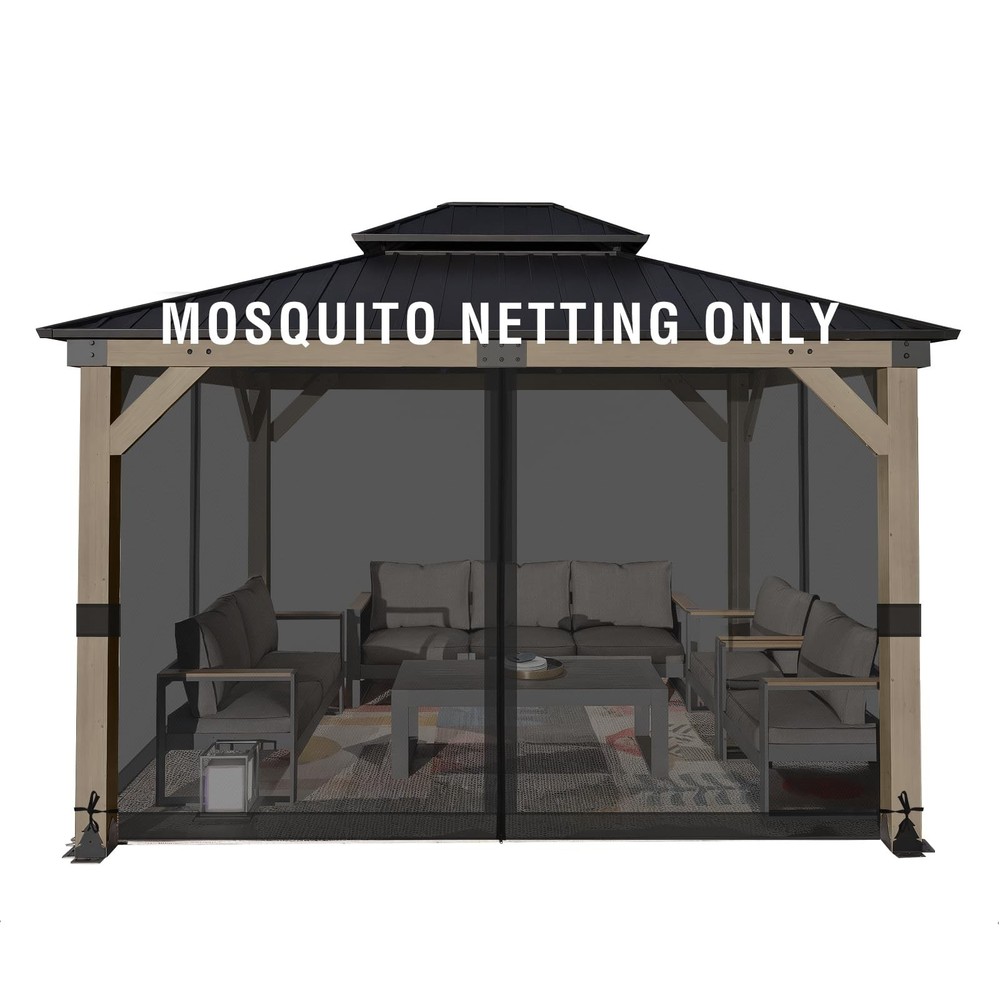 Universal 10×13 ft Gazebo Mosquito Netting, Replacement 4-Panel Sidewalls wit…