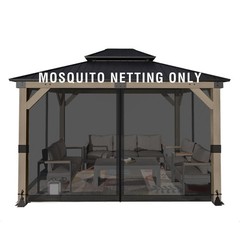 Universal 10×13 ft Gazebo Mosquito Netting, Replacement 4-Panel Sidewalls wit…