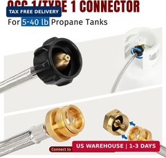 SHINESTAR Propane Hose Adapter & 5 FT Braided Hose for Coleman Stoves, Blackston