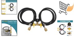 Propane Splitter Hose 2 Way Adapter Rubber 5ft for 1lb to 20lb Tanks Camping …