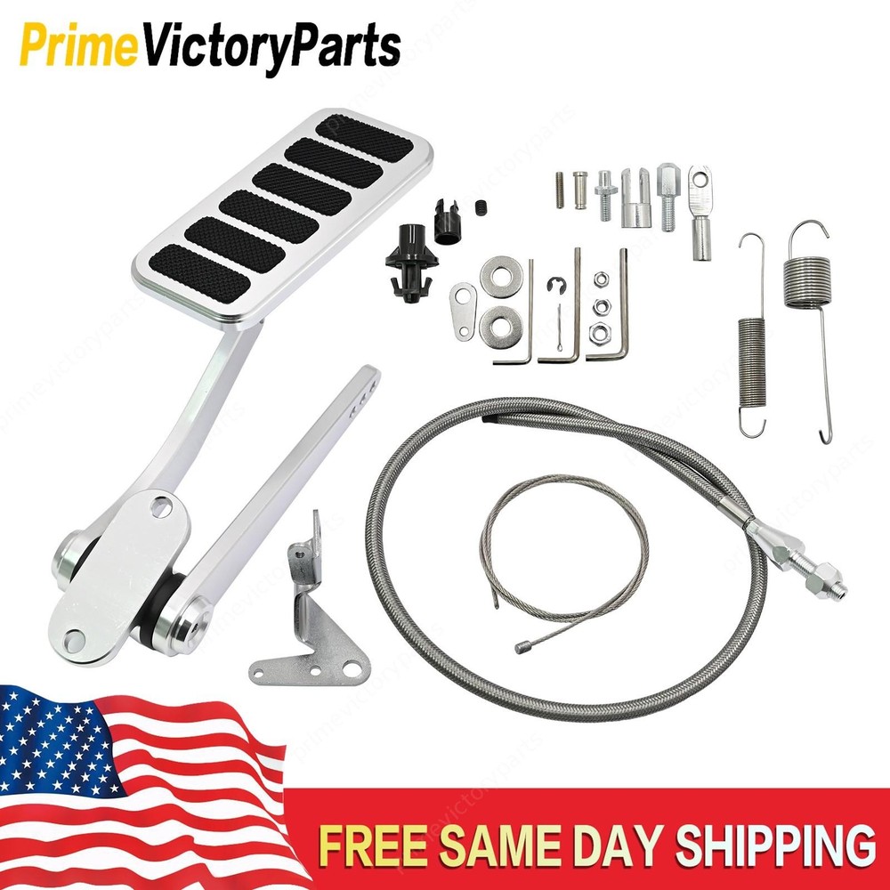 Universal Polished Aluminum Accelerator Pedal With Cable Kit NEW