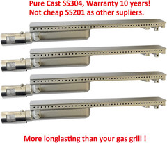 Grill Burners Stainless Steel 4-Pack for Bull Cal Flame Aussie Charbroil JennAir
