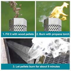 2pcs Smoker Tube 12in Pellet Smoker Tube Stainless Steel Smoke Tube for Hot or C
