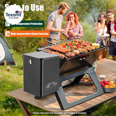Pellet Grill Hopper Assembly, Pellet Smoker Hopper Assembly Kit with Digital Tem