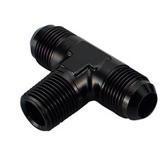 -8 AN Male Flare to 3/8″ NPT on Side 2 x 8AN to 3/8 NPT Flare Branch Tee black