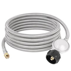 15Ft .Stainless Braided Propane Hose and Regulator 5lb to 20lb Tank, 3/8″ female