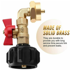 90 Degrees QCC1 Propane Refill Pressure Elbow Adapter & ON-Off Control Valve 1LB