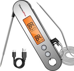 ThermoPro TP610 Digital Meat Thermometer for Cooking, Rechargeable Silver