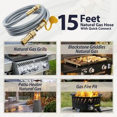 15 FT 1/2 Inch ID Natural Gas Grill Hose with 1/2 Inch Female Flare x Male Qu…