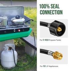 4ft Propane Hose Adapter 1lb to 20lb，Propane 4 Feet Updated, Black