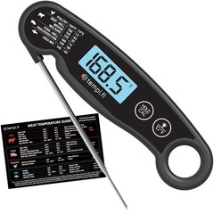 Instant Read Thermometer | Ultra-Fast & Waterproof | Bright Backlight & Black