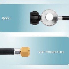 5Ft Gas Pit Propane Regulator and Hose Kit, QCC-1 Propane Gas Pit Grill Hose US
